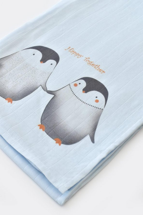 Bibaby Happy Together Bambu Müslin Battaniye Mavi 100x130 cm. - 2