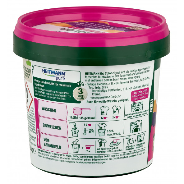 HEITMANN Pure Renkli Çamaşır için Doğadan Esinlenmiş Toz Deterjan 500g - 2