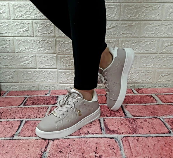 U.S.Polo Exxy Pudra Rengi Kadın Sneaker Spor Ayakkabı - 4