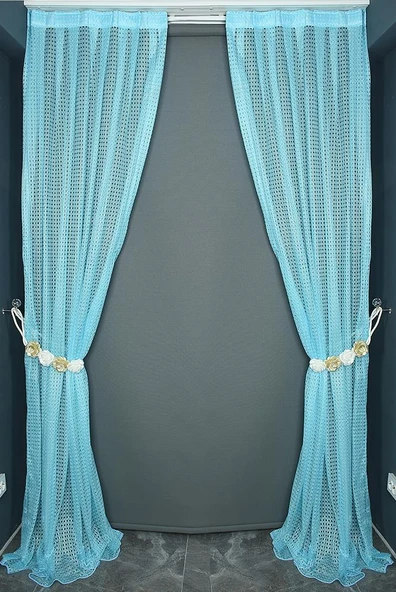 KARDELEN MODEL TURKUAZ RENK TEK KANAT Pileli Fon Perde 75*260 cm ürün görseli