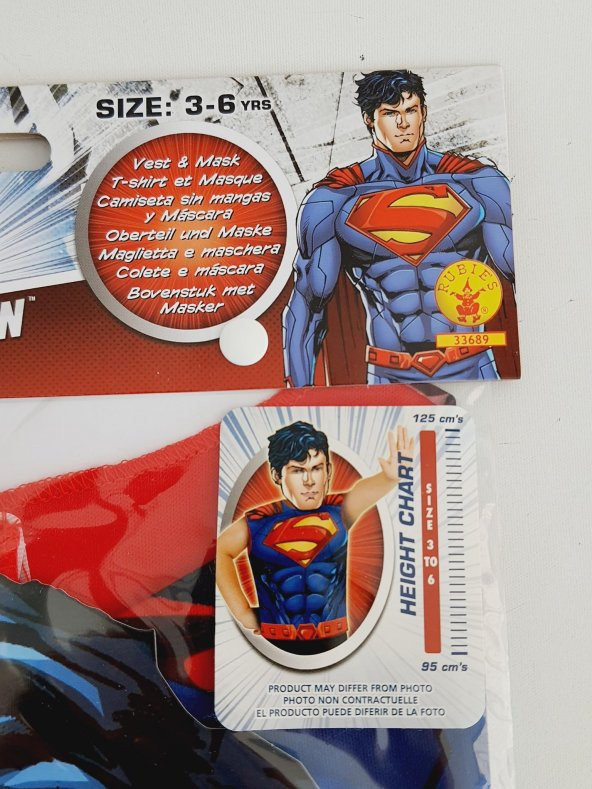DC Comics Superman Maskeli Kostüm 3-6 Yaş - 6