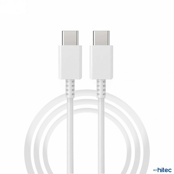 ScHitec 3A 50W Type-C to Type-C Data ve Şarj Kablosu 1metre Beyaz DN980 - Resim 3