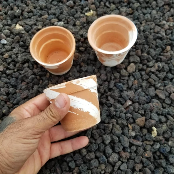 3 lü El Yapımı Çömlek Kaktüs Saksısı - 5