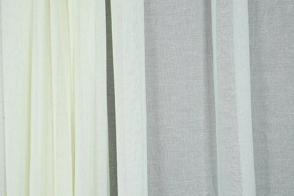 KETEN MODEL KREM RENK TEK KANAT Hazır dikilmiş Pileli Fon Perde 300*260 cm - Resim 2