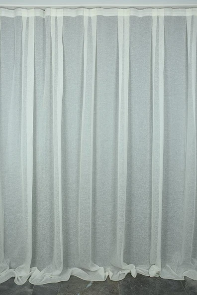 KETEN MODEL KREM RENK TEK KANAT Hazır dikilmiş Pileli Fon Perde 300*260 cm ürün görseli