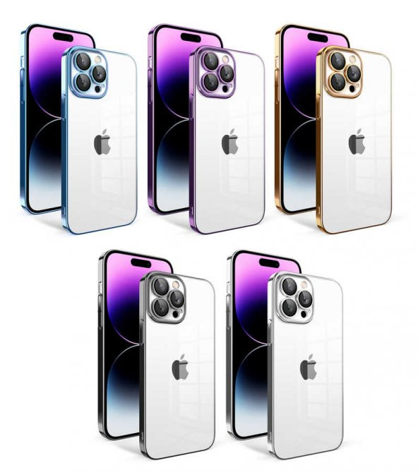 Apple iPhone 14 Pro Max Kılıf Kamera Korumalı Renkli Çerçeveli Jarga Kapak