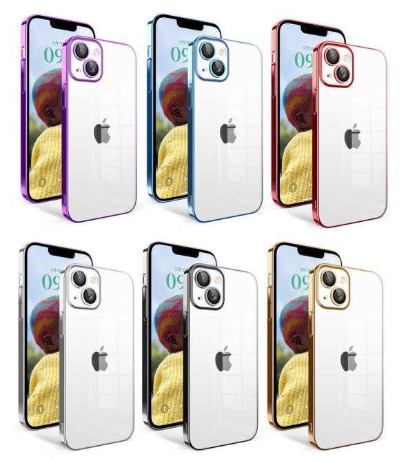 Apple iPhone 14 Kılıf Kamera Korumalı Renkli Çerçeveli Jarga Kapak