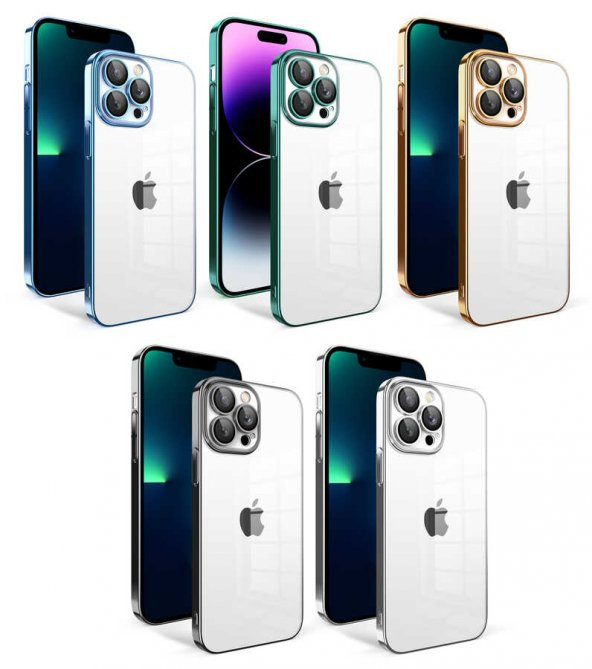 Apple iPhone 13 Pro Max Kılıf Kamera Korumalı Renkli Çerçeveli Jarga Kapak
