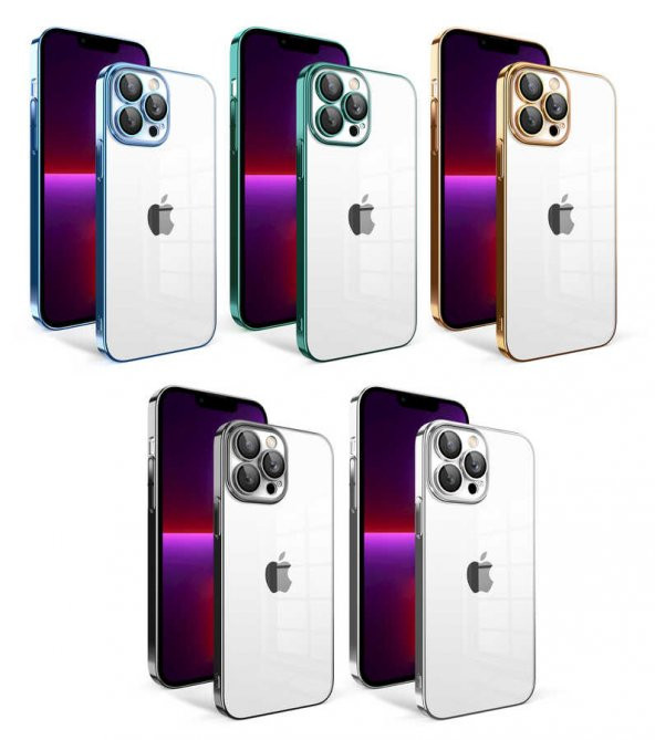 Apple iPhone 13 Pro Kılıf Kamera Korumalı Renkli Çerçeveli Jarga Kapak