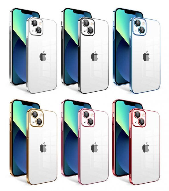 Apple iPhone 13 Kılıf Kamera Korumalı Renkli Çerçeveli Jarga Kapak