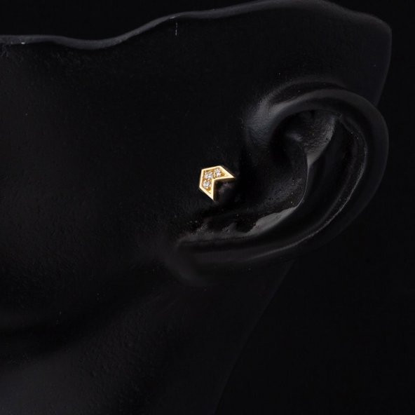 Yön 14 Ayar Altın Tragus Küpe - 2