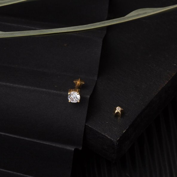 Tektaş 14 Ayar Altın Tragus Küpe - 4