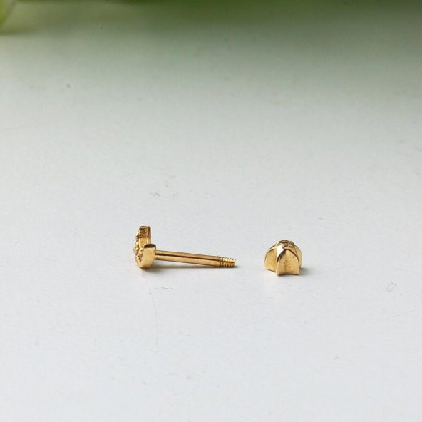 Hilal 14 Ayar Altın Tragus Küpe - 3