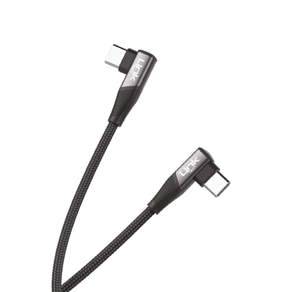 Linktech K595 Safe 60W Type-C - Type-C 90 Derece Data/Şarj Kablosu 1.5mt - 5