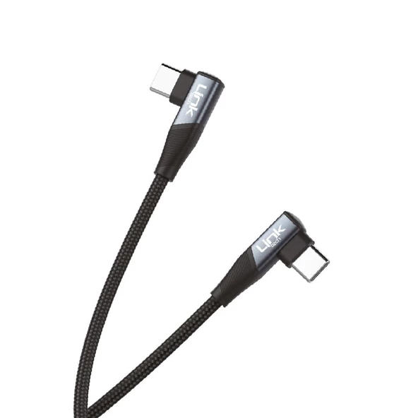 Linktech K595 Safe 60W Type-C - Type-C 90 Derece Data/Şarj Kablosu 1.5mt - 3