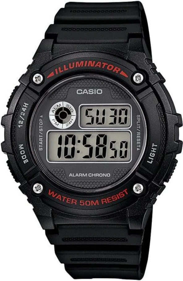 CASIO W-216H-1AVDF DİJİTAL IŞIKLI ALARMLI ERKEK KOL SAATİ