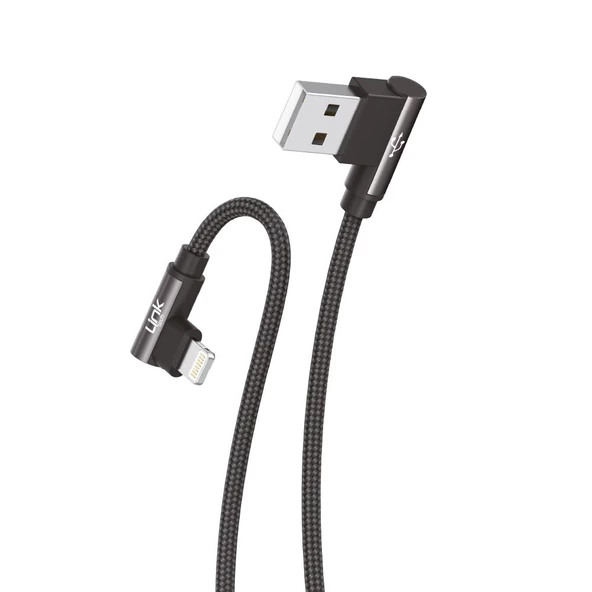 Linktech K593 Safe iPh Lightning 90 Derece Data/Şarj Kablosu 3A 1.5mt - 5