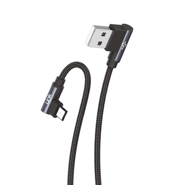 Linktech K592 Safe Micro USB 90 Derece Data/Şarj Kablosu 3A 1.5mt - 3