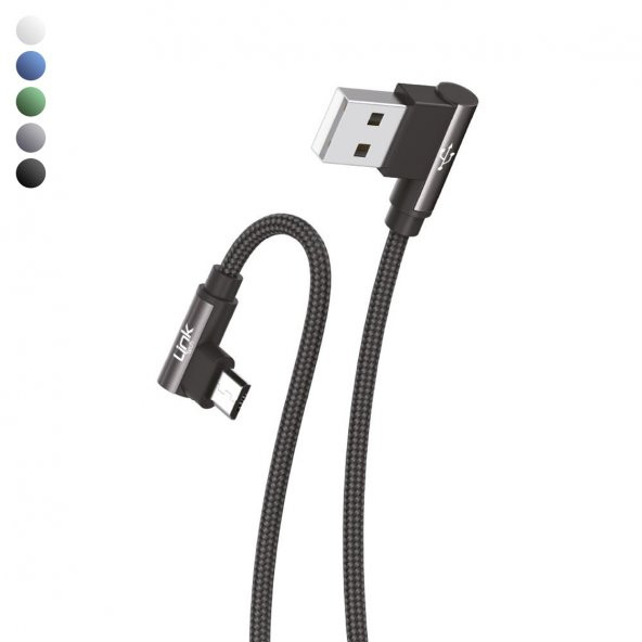 Linktech K592 Safe Micro USB 90 Derece Data/Şarj Kablosu 3A 1.5mt