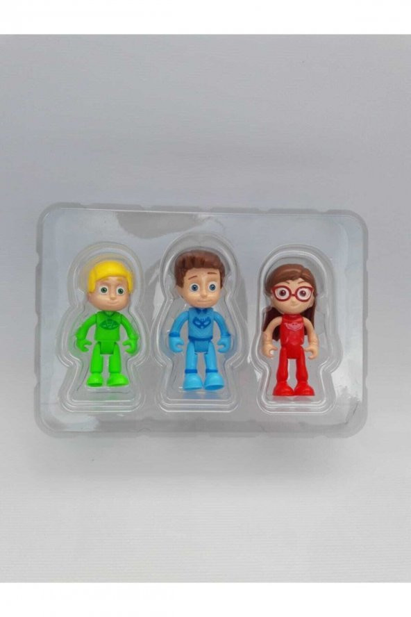 Pijamaskeliler 3 Lü Figür Oyuncak Kedi Çocuk Kertenkele Baykuş Kız Pjmask Y058 - 2