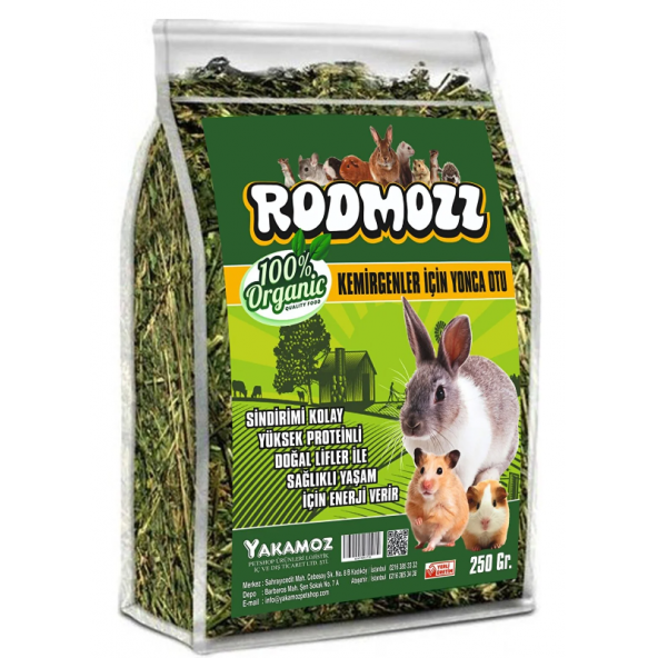 RodMozz Orijinal Gerçek Yonca Kemirgen Otu 250 Gr Kilitli Paket