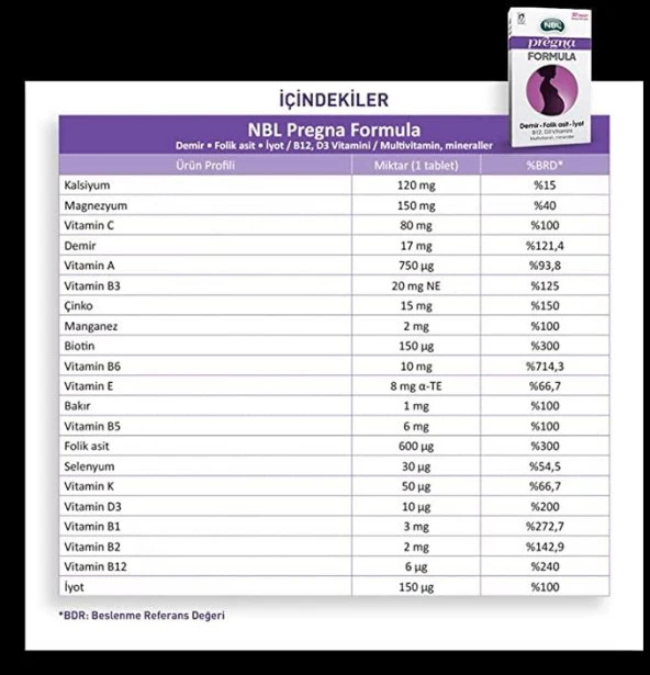 NBL Pregna Formula 30 Tablet - Resim 3