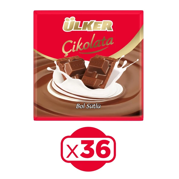 Ülker 60 gr 36lı Paket Sütlü Kare Çikolata