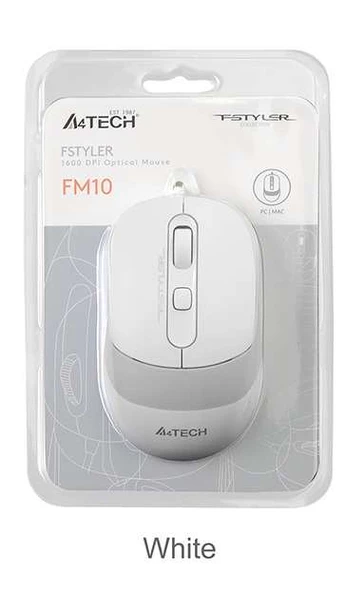 A4 Tech Fm10 Usb Fstyler Beyaz Optik 1600 Dpı Mouse