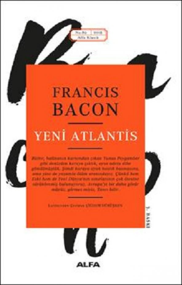 Yeni Atlantis Alfa Yayınları Francis Bacon Ekim 2020 Türkçe Ciltsiz