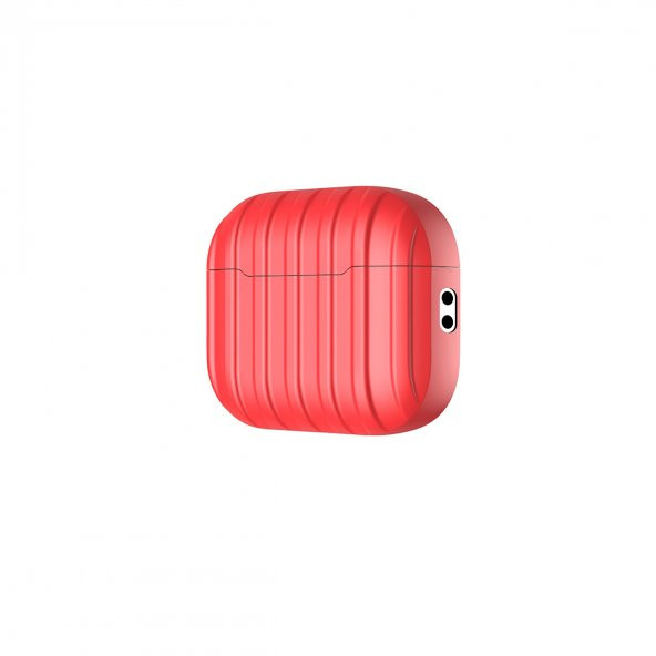 KNY Apple Airpods Pro 2. Nesil İçin Çizgi Desenli Silikon Kılıf Kırmızı