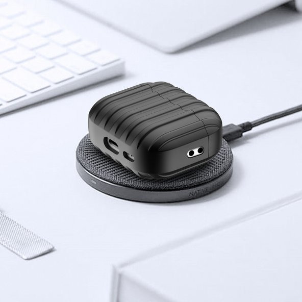 KNY Apple Airpods Pro 2. Nesil İçin Çizgi Desenli Silikon Kılıf Yeşil - 4