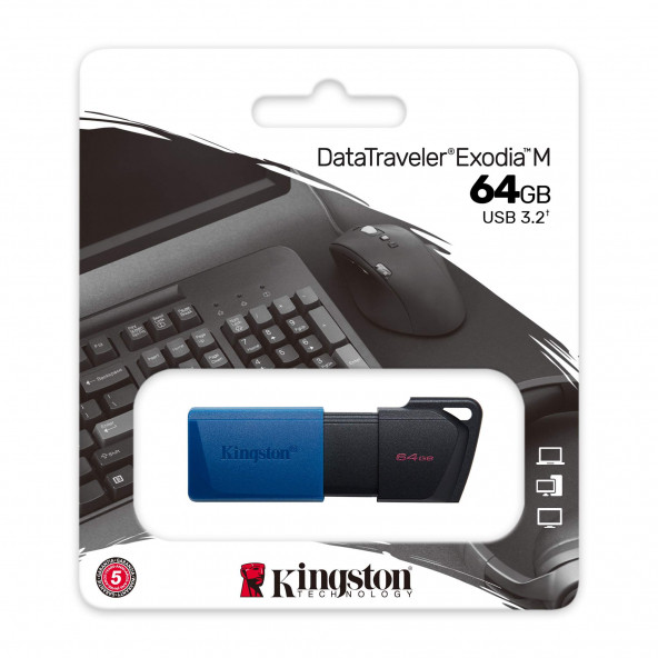 Kingston DTXM/64GB 64GB USB3.2 Gen 1 DataTraveler Exodia M (Black  Blue) Flash Bellek