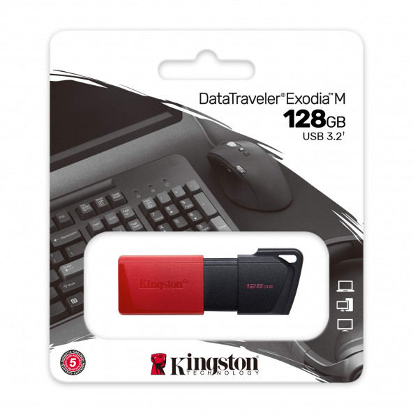 Kingston DTXM/128GB 128GB USB3.2 Gen1 DataTraveler Exodia M (Black  Red) Flash Bellek