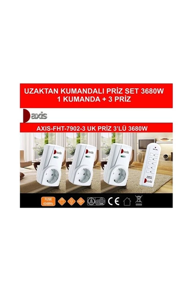 3'lü Uzaktan Kumandalı Priz Set 3680 W - 3