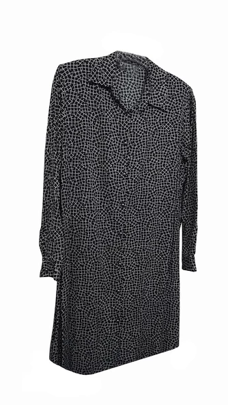 KEHİLA BÜYÜK BEDEN KREM-SİYAH KARE DESENLİ TUNİK GÖMLEK - 2