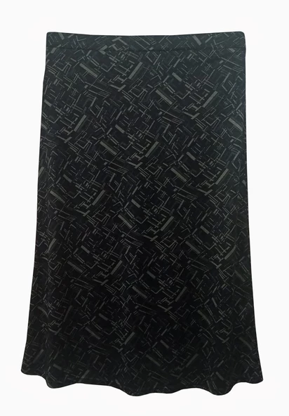 MUSTAFA KOÇAK TEKSTİL ZARA KUŞAKLI SİYAH ZEMİN ÜZERİNE LACİVERT KARIŞIK EKOSE DESENLİ LASTİKLİ ETEK - 2