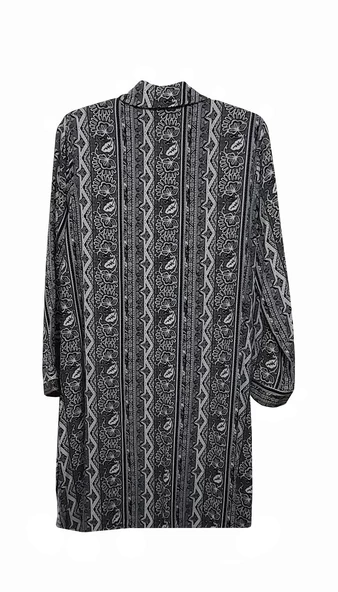 KEHİLA BÜYÜK BEDEN KREM-SİYAH KİLİM MOTİFLİ TUNİK GÖMLEK - 2