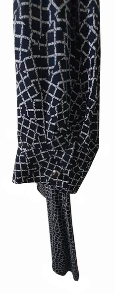 KEHİLA BÜYÜK BEDEN KREM-LACİVERT KARE DESENLİ TUNİK GÖMLEK - 2