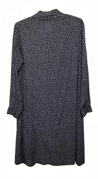 KEHİLA BÜYÜK BEDEN KREM-LACİVERT KARE DESENLİ TUNİK GÖMLEK - 3