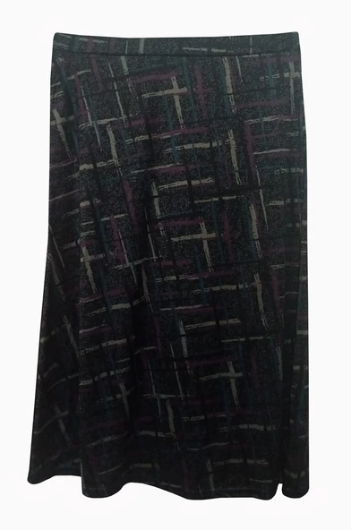 MUSTAFA KOÇAK TEKSTİL ZARA KUŞAKLI EKOSE EFLATUN KARIŞIK DESENLİ LASTİKLİ ETEK - 2