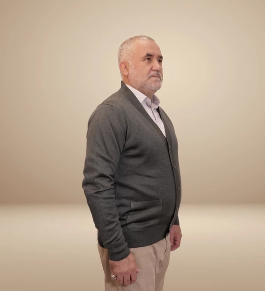 KEHİLA Erkek Haki Baba Hırkası Önden Zarif Düğmeli Klasik Çift Cepli Rahat Kesim Ince Yün Triko - 8
