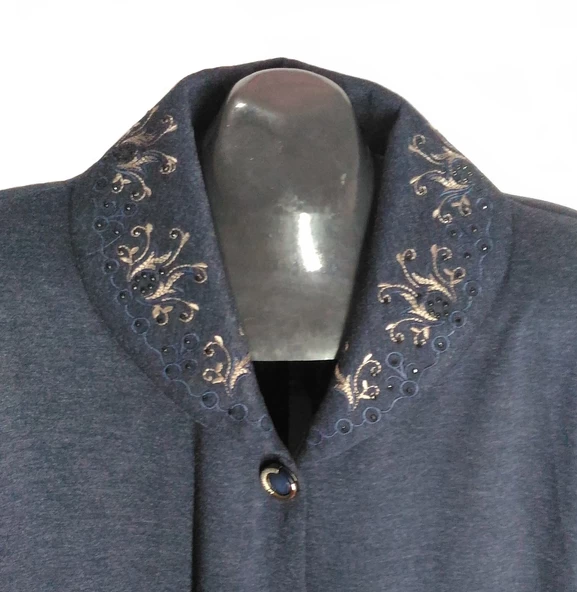 MUSTAFA KOÇAK TEKSTİL Kadın Lacivert Yün Kaşmir Yarım Astarsız Kaban - 2