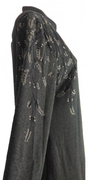 MUSTAFA KOÇAK TEKSTİL 5470 KADIN SİYAH ANNE KAŞMİR FERMUARLI FÜSUN İŞLEMELİ ASTARSIZ PARDESÜ - 3