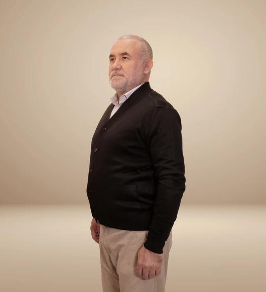 KEHİLA Erkek Siyah Baba Hırkası Önden Zarif Düğmeli Klasik Çift Cepli Rahat Kesim Ince Yün Triko - 5