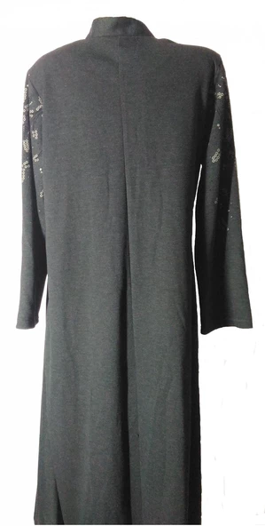 MUSTAFA KOÇAK TEKSTİL 5470 KADIN SİYAH ANNE KAŞMİR FERMUARLI FÜSUN İŞLEMELİ ASTARSIZ PARDESÜ - 2