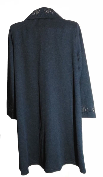 MUSTAFA KOÇAK TEKSTİL Kadın Lacivert Yün Kaşmir Yarım Astarsız Kaban - 3