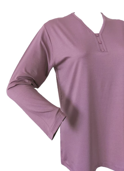 RÜYA Lila ANNE V YAKA PENYE BLUZ - 2