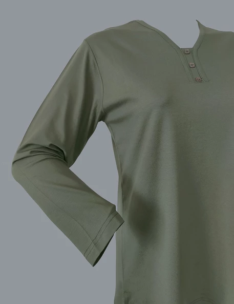 RÜYA Haki ANNE V YAKA PENYE BLUZ - 2