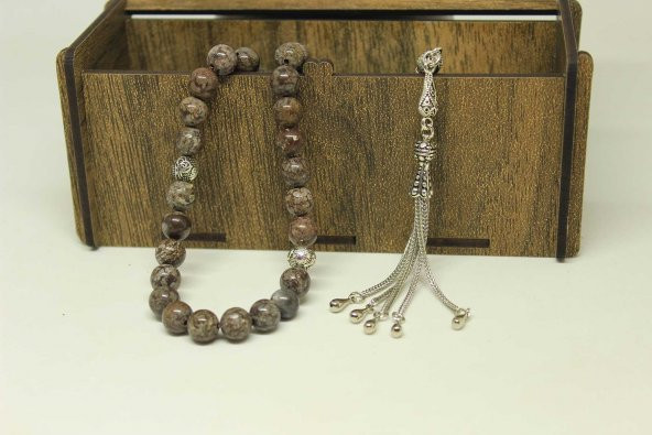 Jasper Taşı Tesbih 8mm Ahşap Kutulu (24945-K)