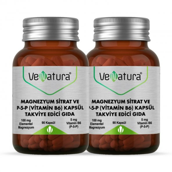 Venatura Magnezyum Sitrat ve P-5-P Vitamin B6 90 Kapsül 2 Adet